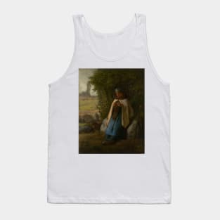 Shepherdess Seated on a Rock - Jean-François Millet Tank Top